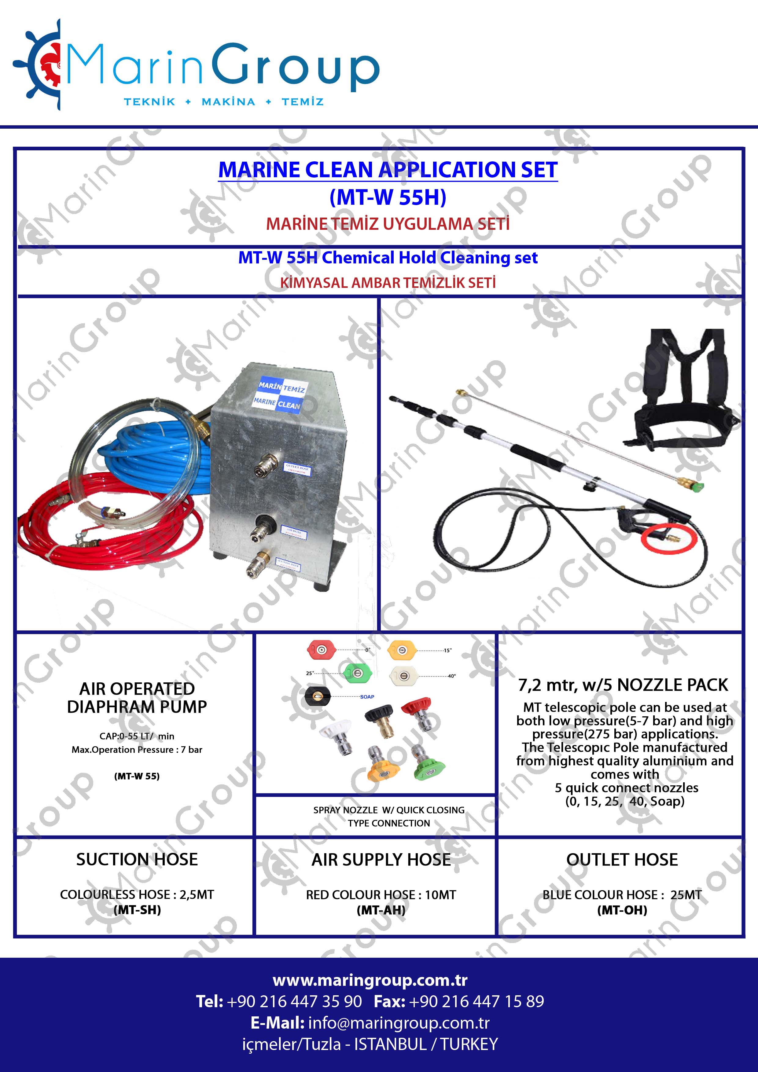 MT-W 55H Chemical Hold Cleaning set / Kimyasal Ambar Temizlik seti